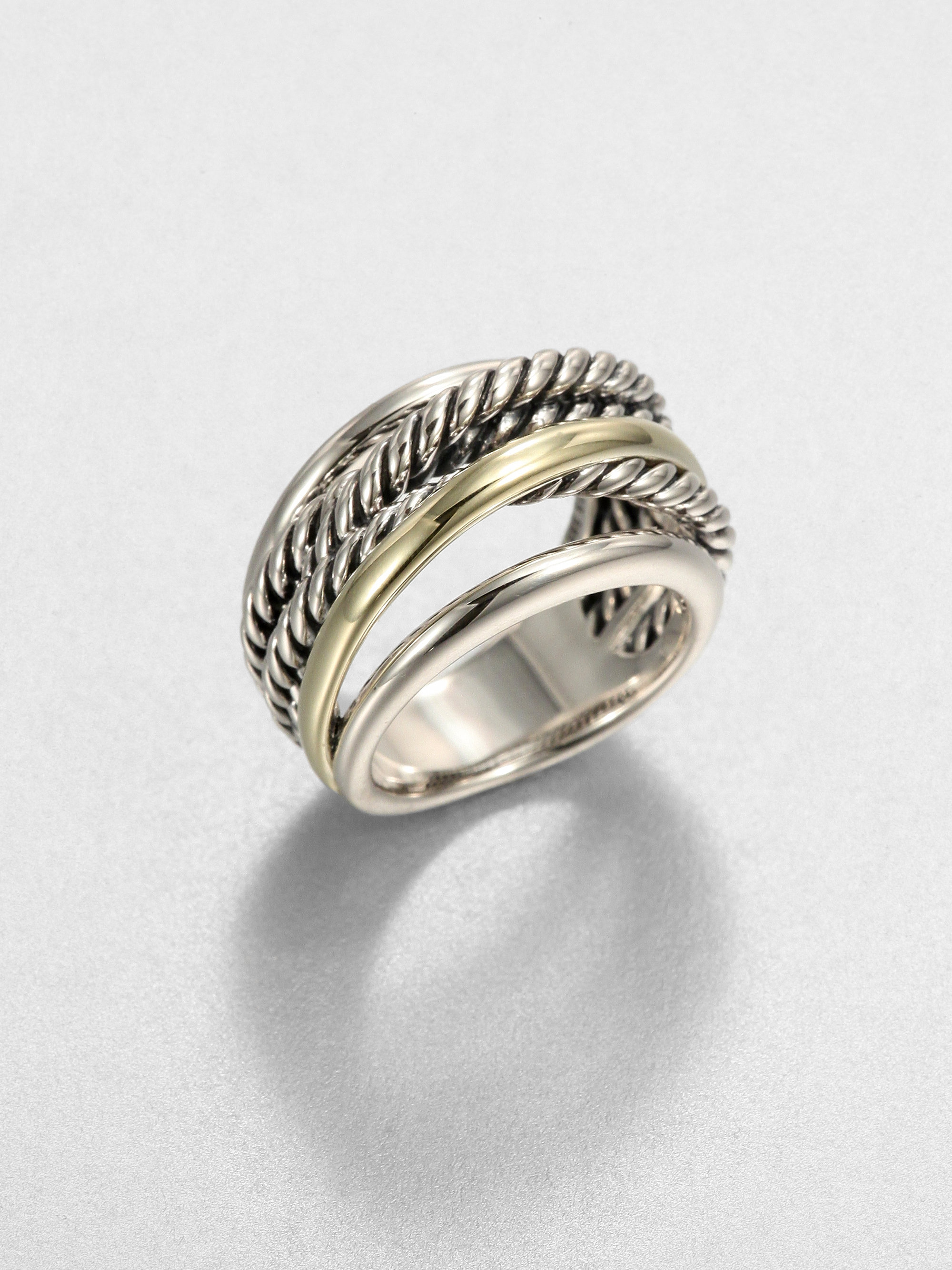 David Yurman Sterling Silver 14k Gold Ring in Silver (silvergold) Lyst