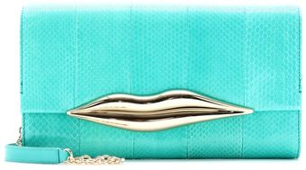 Diane Von Furstenberg Carolina Lips Snakeskin Clutch - Lyst