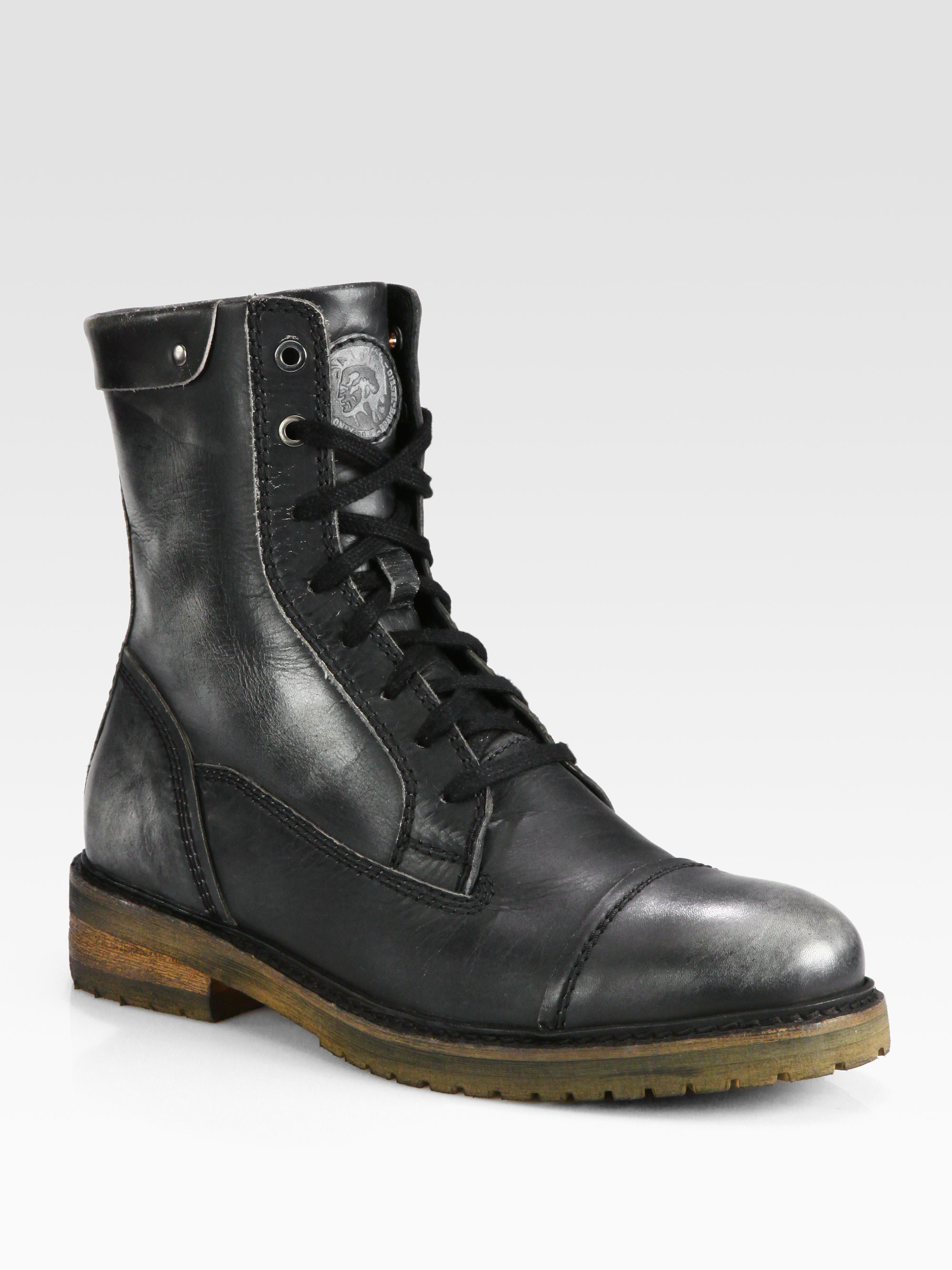Diesel Anfist Captoe Leather Boot in Black for Men Lyst