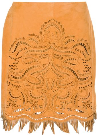 Ermanno Scervino Laser Cut Leather Skirt - Lyst