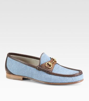 Gucci Roos Raffia Moc Loafer - Lyst