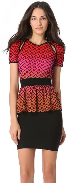M Missoni Horizon Peplum Open Back Top - Lyst