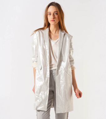 Maje Anticoste Lamé Fabric Coat - Lyst