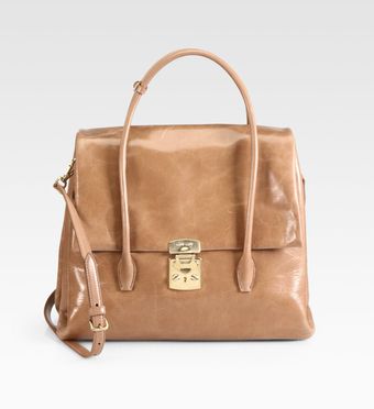 Miu Miu Shiny Vitello Flap Top Handle Bag - Lyst