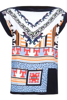 MSGM Aztec Print Silk Blouse - Lyst
