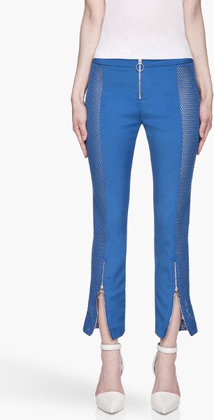 Versus  Cornflower Blue Net Mesh Trousers - Lyst