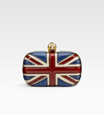 Alexander McQueen Leather Union Jack Skull Clutch - Lyst