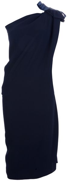 Lanvin One Shoulder Bow Detail Dress - Lyst