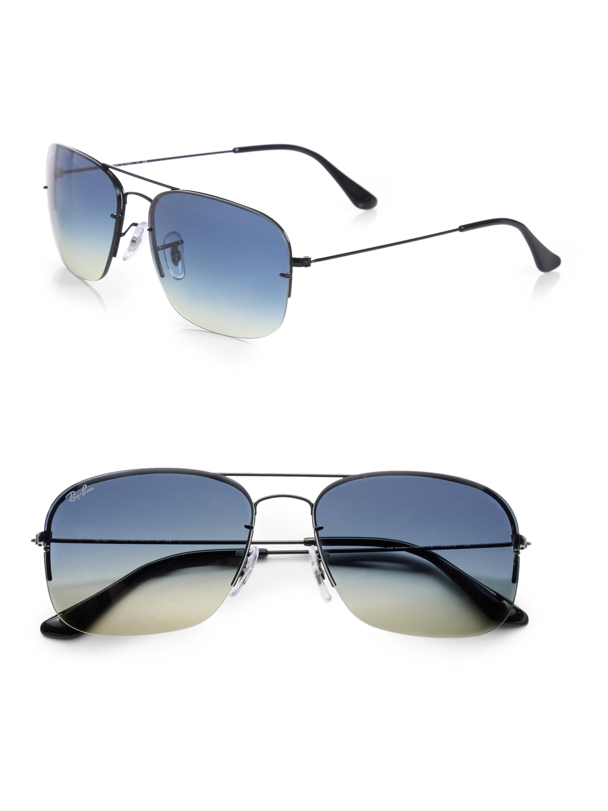 Ray Ban Double Bridge Square Sunglasses In Blue For Men Black Lyst 