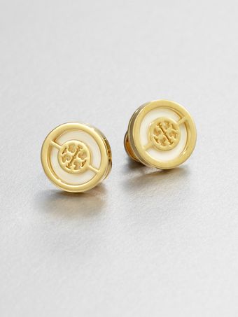 Tory Burch Enamel Logo Stud Earrings - Lyst