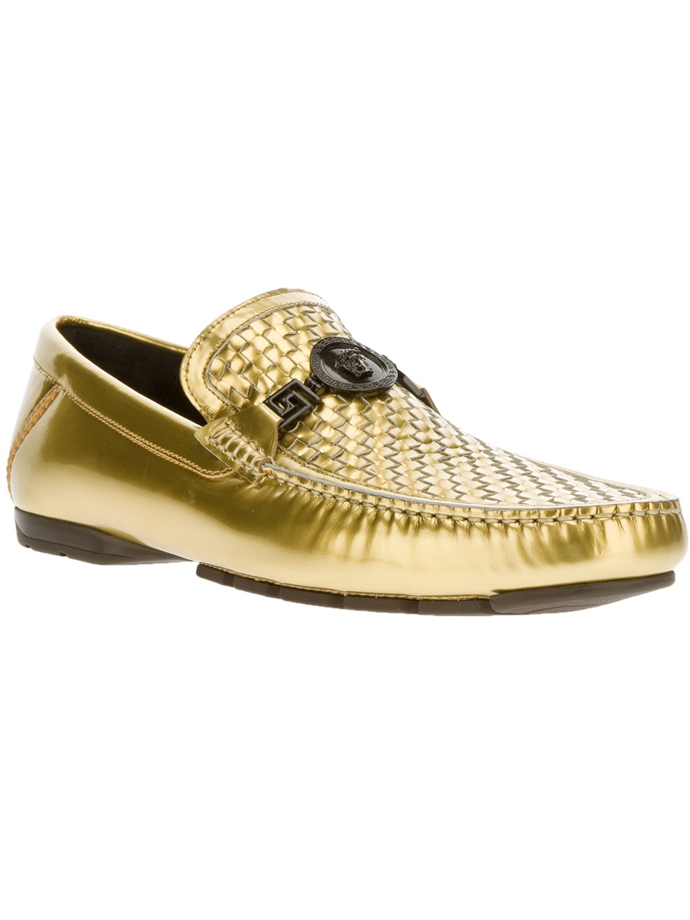 Lyst versace  Shoe in Gold for shoes  Woven Versace Car Men  for mens