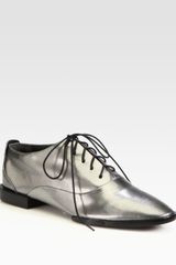 Alexander Wang Ingrid Pebbled Metallic Leather Laceup Oxfords