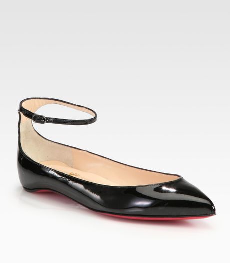 Christian Louboutin Mrs H Patent Leather Ankle Strap Ballet Flats In
