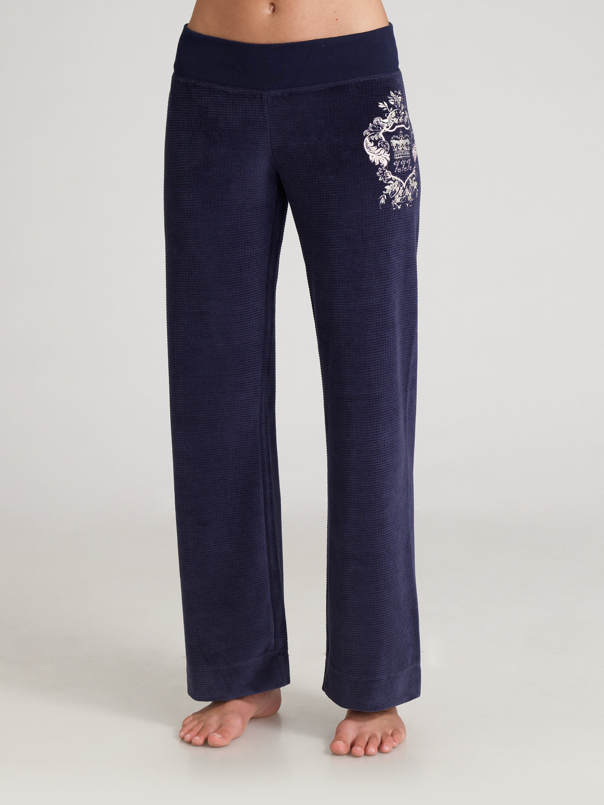 Juicy Couture Velour Thermal Pajama Pants In Blue Black Lyst 9856