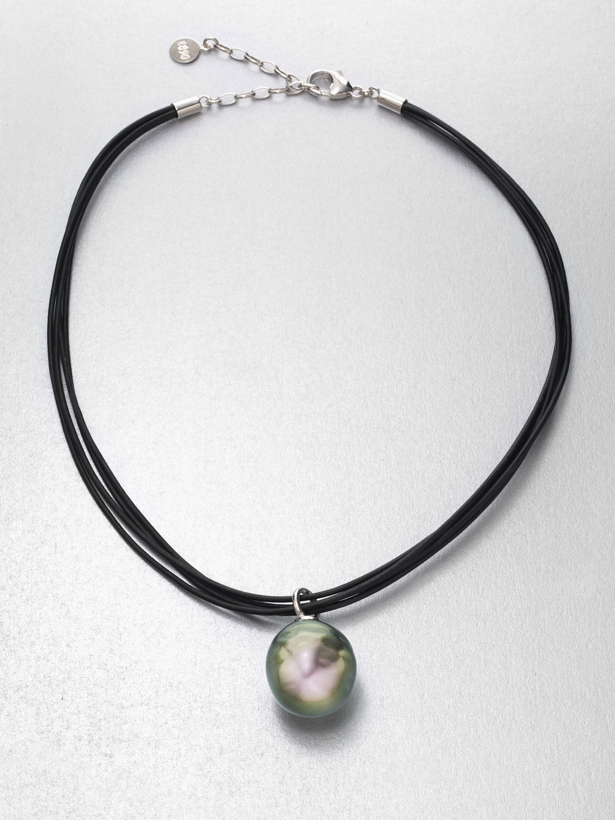 Majorica Tahitian Baroque Pearl Leather And Sterling Silver Necklace In