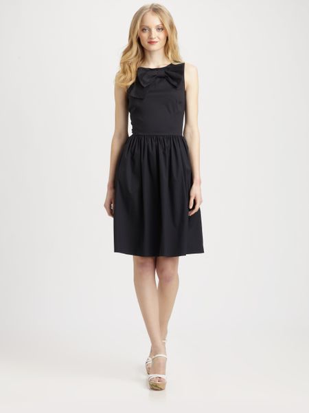 Red Valentino Stretch Poplin Bow Dress in Black