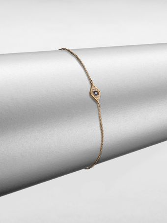 Sydney Evan Diamond Sapphire 14k Yellow Gold Mini Eye Chain Bracelet - Lyst