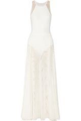DKNY Stretch-Jersey and Stretch-Mesh Maxi Dress