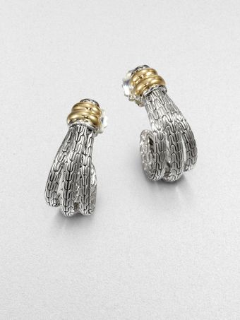 John Hardy Sterling Silver and 18k Yellow Gold Jhoop Earrings - Lyst