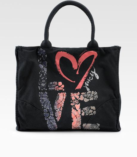 Juicy Couture Love Canvas Tote in Black