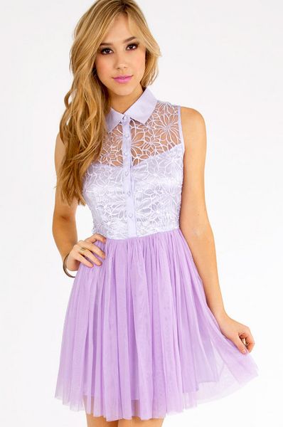 Tobi Spring Flowers For Tutu Dress in Purple (lavender)