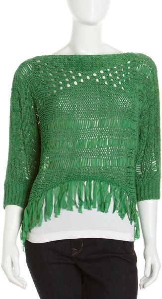 Alberto Makali Crochet Fringe Sweater - Lyst