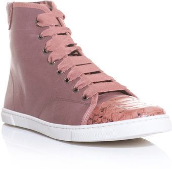 Lanvin Python Toe Cap Lace Up Sneaker - Lyst