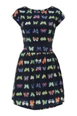 Pussycat Neon Butterfly Print Frill Dress