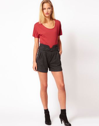 By Zoé High Waisted Wool Shorts - Lyst