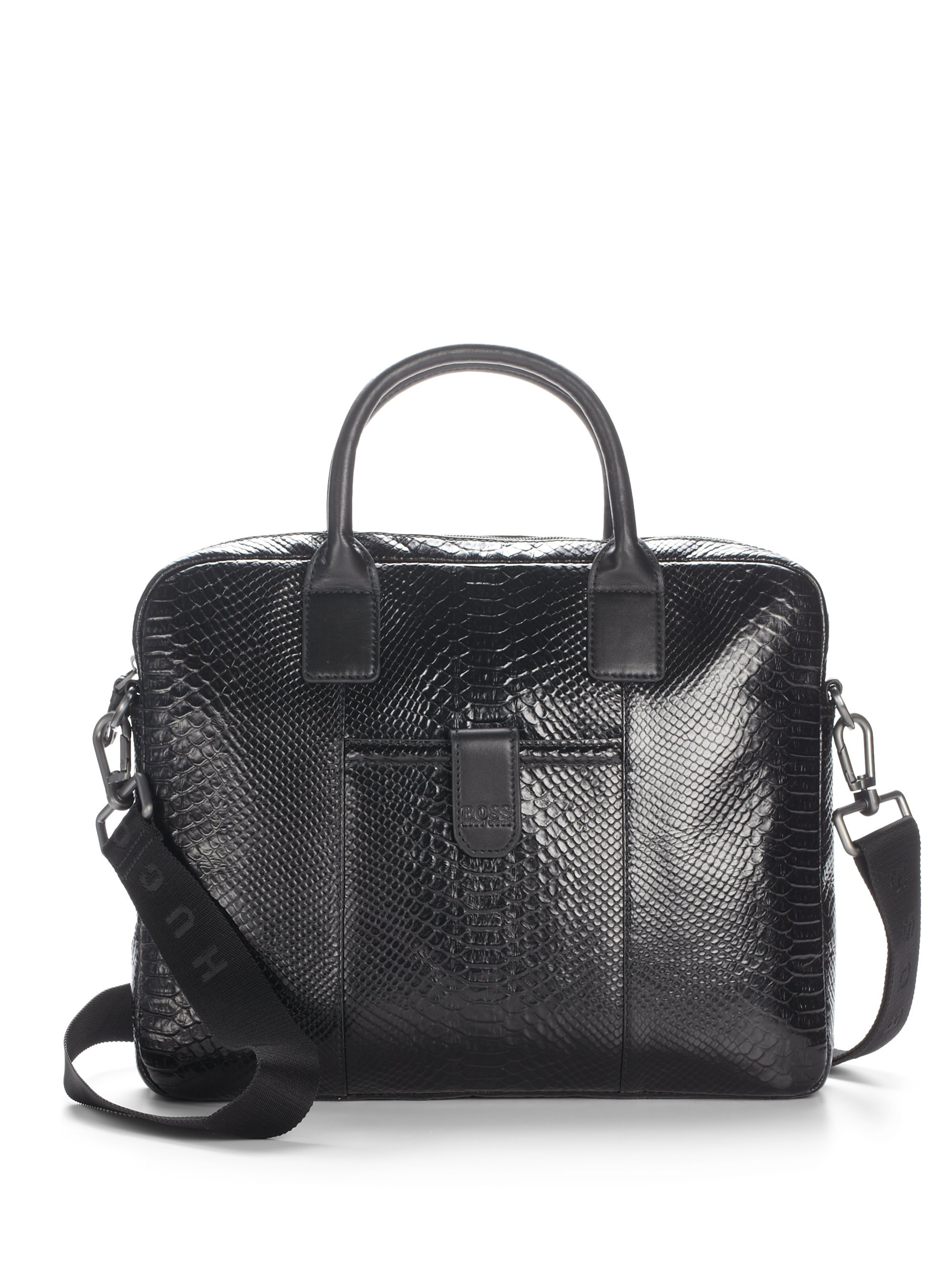 boss leather briefcase