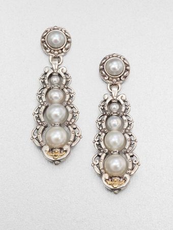 Konstantino Cultured Pearl Sterling Silver and 18k Yellow Gold Drop Earrings - Lyst