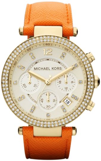 Michael Kors Orange Leather Ladies Watch - Lyst