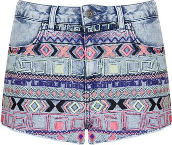 Moto Acid Aztec Hotpant - Lyst