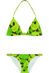 Oscar de la Renta Printed Halterneck Bikini