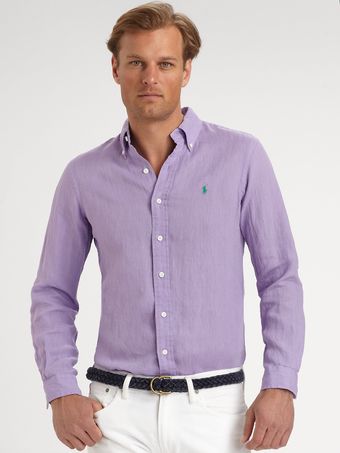 Polo Ralph Lauren Customfit Linen Sportshirt - Lyst