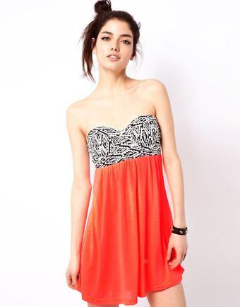 Reverse Bandeau Skater Dress - Lyst