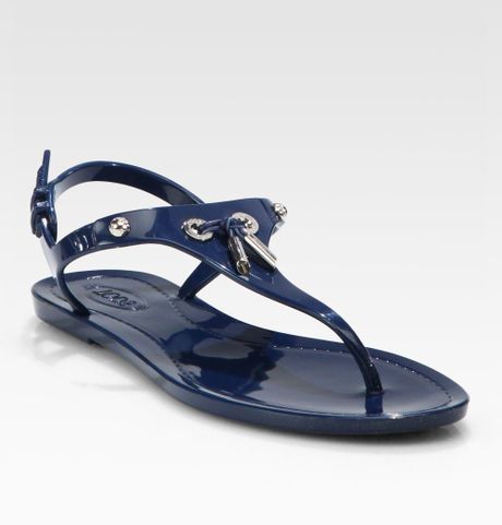 Tod's Jelly Patent Leather Thong Sandals in (navy) | Lyst