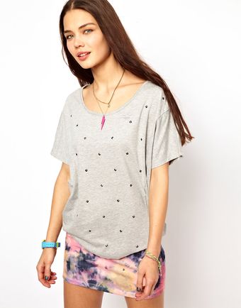Adidas Logo Studded Tshirt - Lyst