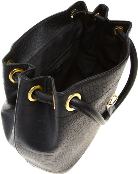 asos black croc shoulder bag