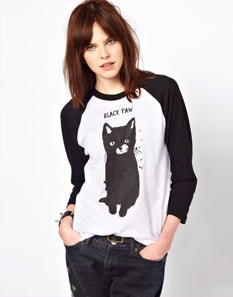 Asos Black Score By Simeon Farrar Exclusive To Black Paw Cat T-shirt - Lyst