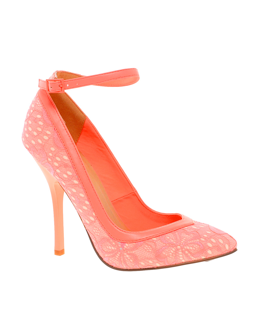 coral lace wedding shoes