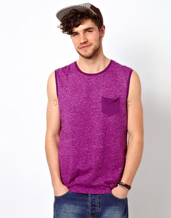 Asos Sleeveless Tshirt with Reverse Print and Pocket - Lyst
