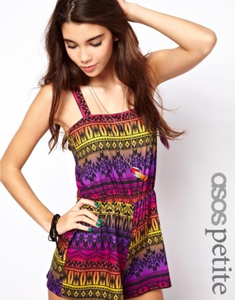 Asos Petite Exclusive Playsuit in Aztec Print - Lyst