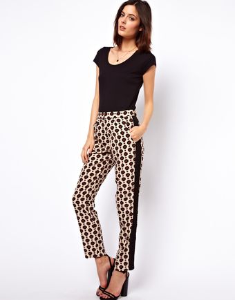 Asos Trousers in Geo Tile Print and Blocking - Lyst