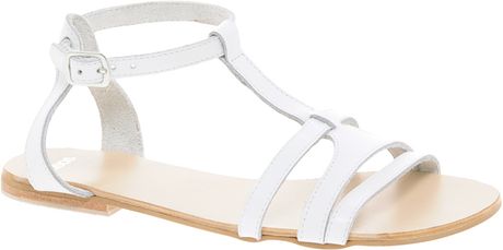 Asos Florence Leather Flat Sandals in White | Lyst