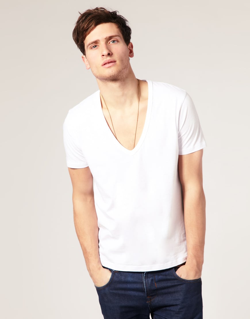 Asos T-Shirt With Deep V Neck in White for Men | Lyst