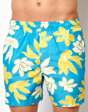 Calvin Klein Floral Swim Shorts - Lyst