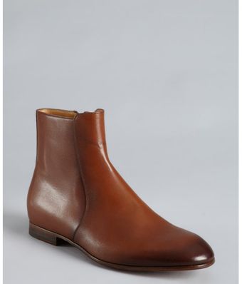 Gucci Cognac Distressed Leather Ankle Boots - Lyst