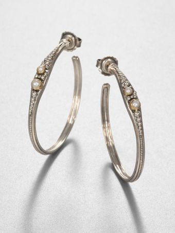 Konstantino Cultured Pearl Sterling Silver and 18k Yellow Gold Hoop Earrings175 - Lyst