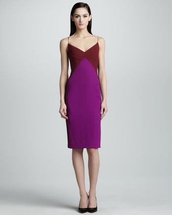 Narciso Rodriguez Spaghettistrap Stretch Pique Dress Marooni - Lyst